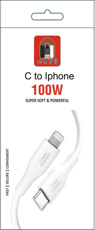 100W Type-C to Lightning Fast Charging Cable | C to iPhone Super Soft PD Cable