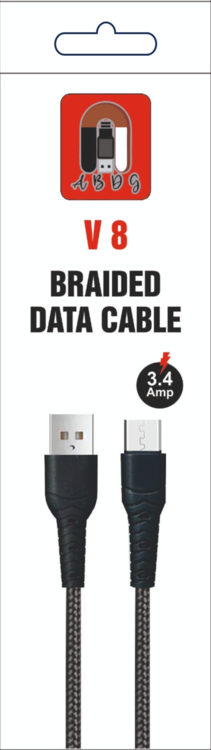 V8 (Micro USB) Braided Fast Charging Data Cable | 5V 3.4A Durable Micro Cable