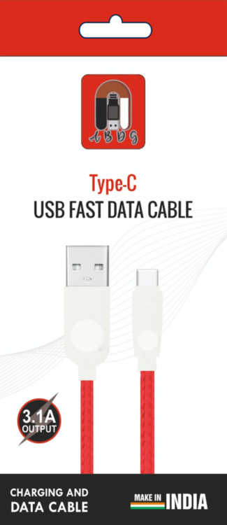 RED USB FAST DATA CABLE (3.1A TYPE C)